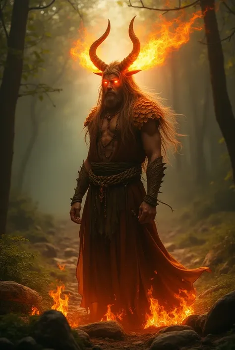 A Druid with Fire Horns