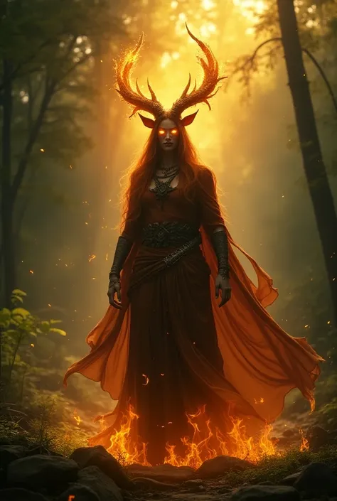 A Druid with Fire Horns