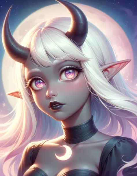 ((masterpiece)), ((highres)), ((1person)), random poses, beautifully detailed succubus girl, ((pastel moon background)), long wh...