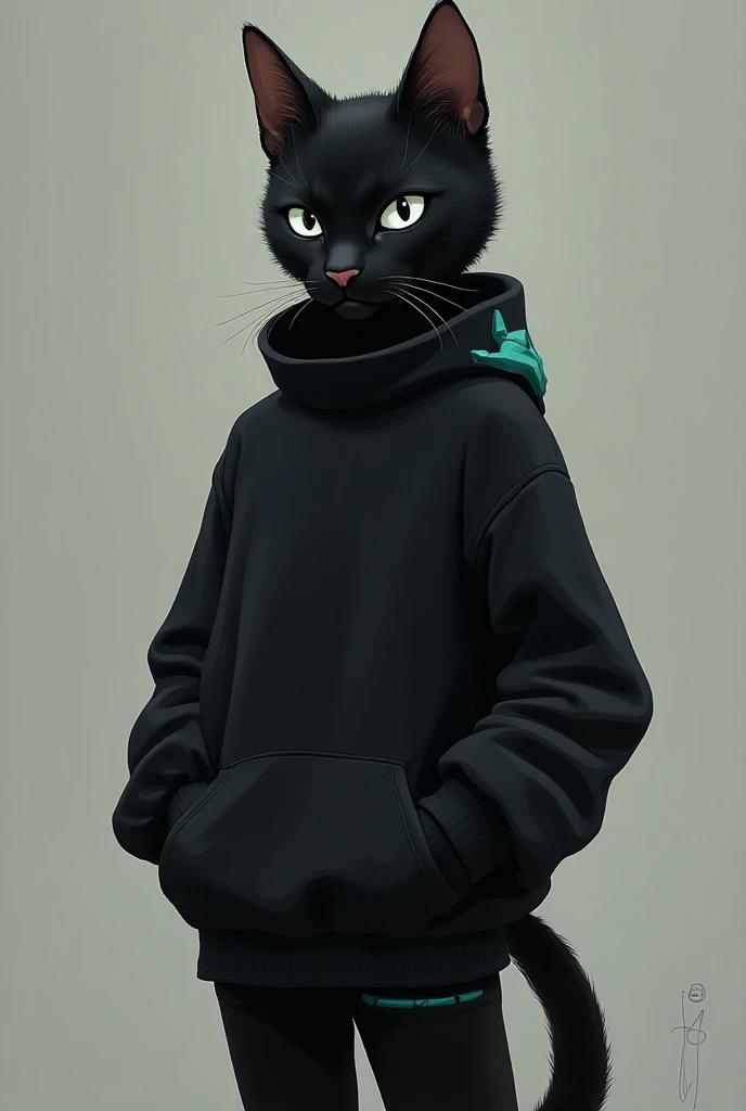 Animal cat , with black clothes, white and turquoise