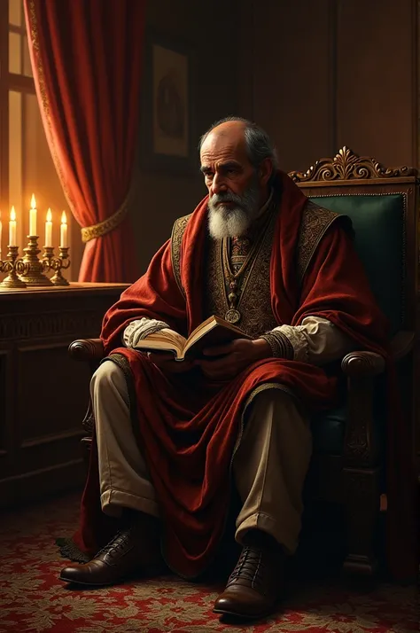 Prompt for the Private Moment Scene:
"Kanuni Sultan Suleiman in his private chamber, sitting alone with a book in hand, looking tired and contemplative. The chamber is dimly lit with oil lamps, casting soft shadows on the luxurious Ottoman furnishings and ...