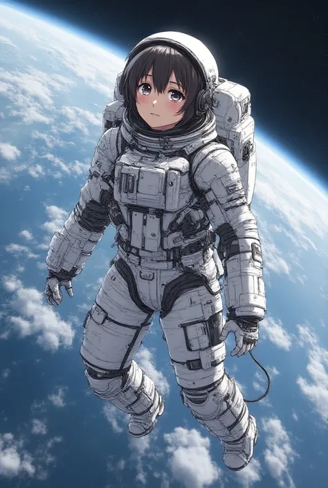 masterpiece:1.4, masterpiece, Highest quality, high resolution, newest, 2girls, friends, (group shot):5, (upper body):5, kyoto animation style, detailed, BREAK space station interior, zero gravity environment, floating, BREAK (white and black mechanical sp...