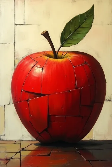 A red apple painted by Picasso