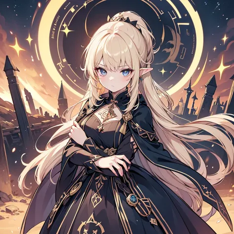 Eye patch、Witch costume、elf、grimoire、magic circle、A look that seems to be relaxed、Long Hair, chest, Blonde, ponytail, Pointy Ears, Highest quality, Snap your fingers、One Woman, Detailed face, Soft Lighting, Soft Light, Soft Focus, Perfect Face, Beautiful a...