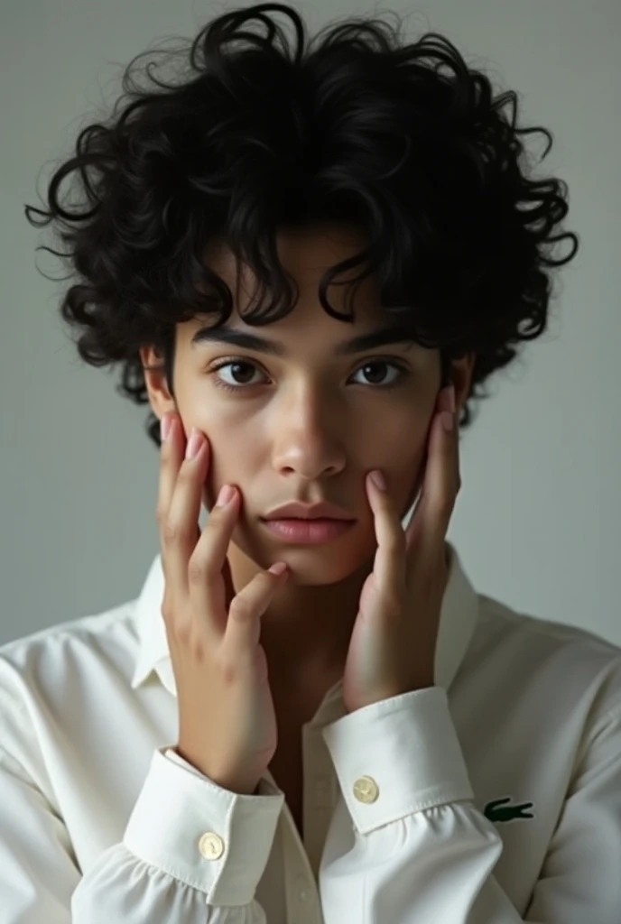  new,With curly black hair,roasted fine,black eyes,Lacoste shirt,large nails 