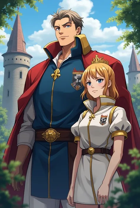 Anime, Fire Emblem King and Princess both wearing a Massive Popped Collar Polo taller than his head