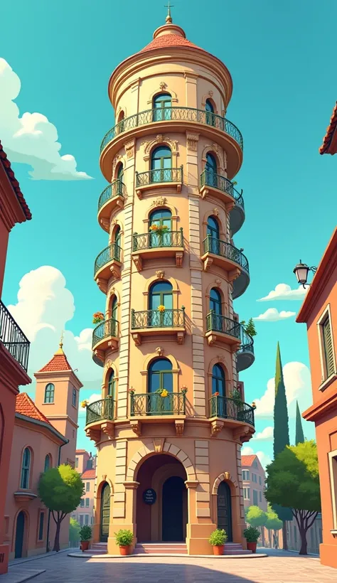 Tall italian building cartoon