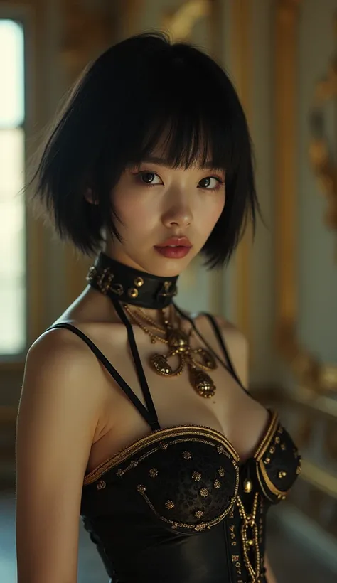  Japanese high school girl who is a sadist、 beautiful woman in her late teens with sadist tools 、Detailed skin、 Jet Black Berry Short Pixie Cut、 A baroque palace 、Lord by Fear 、Queen of Sadism 、 immerse yourself in the world of sadomasochism 、Brutal smiles...