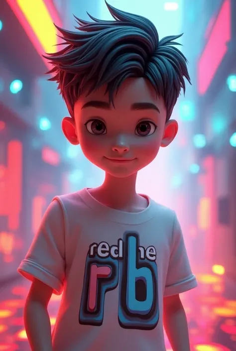 A 3D art boy with the name on the shirt
 RealMe RB  