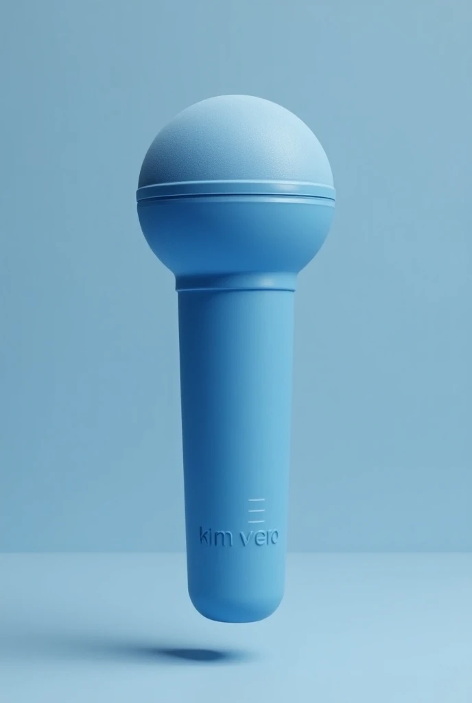  Create a normal long blue microphone that says "kim vero "