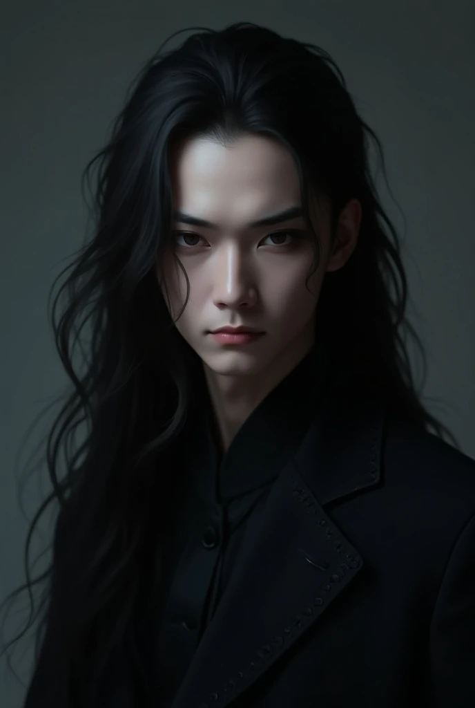 Chinese man with long gothic hair