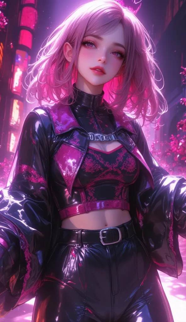 1girl,gal,araffe girl pink haired and a crown on her head, dressed in punk clothes, クラストdressed in punk clothes, anime girlのコスプレ, Cybergoth, Wearing a punk costume,goth girl, Belle Delphine, anime cosplay, pink haired, anime girl, punk girl