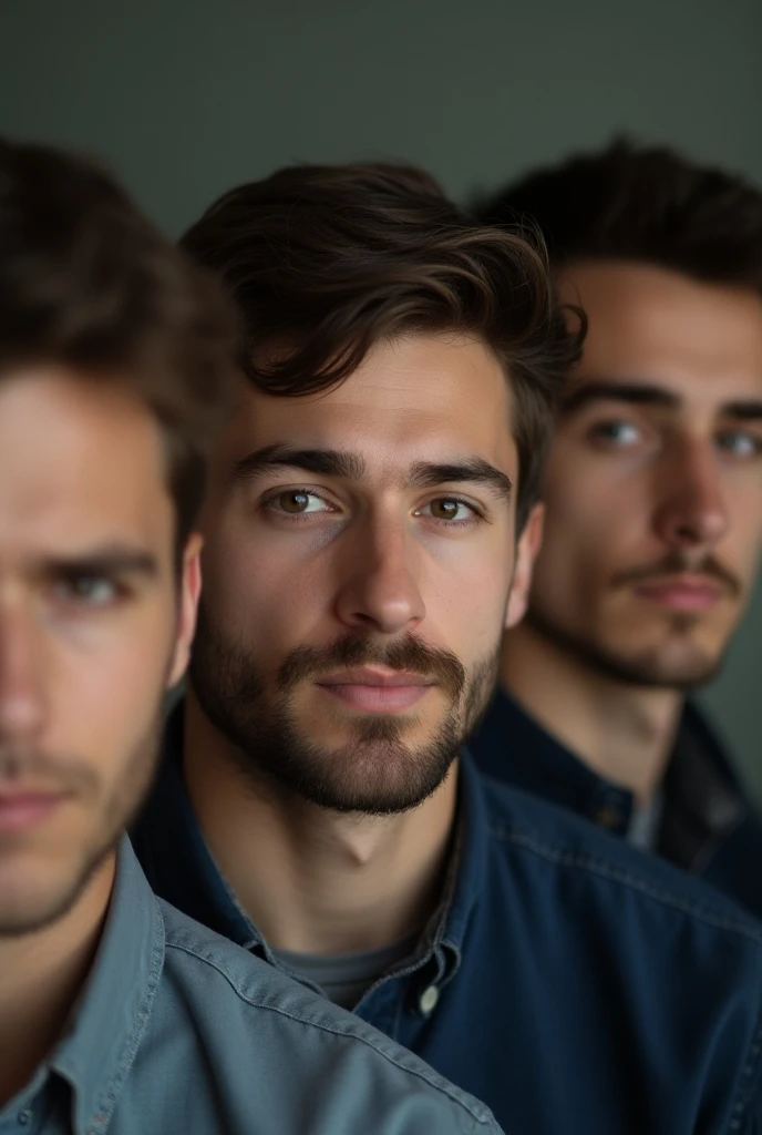 Realistic photo: A group of 20-year-old Jewish men focusing on their faces