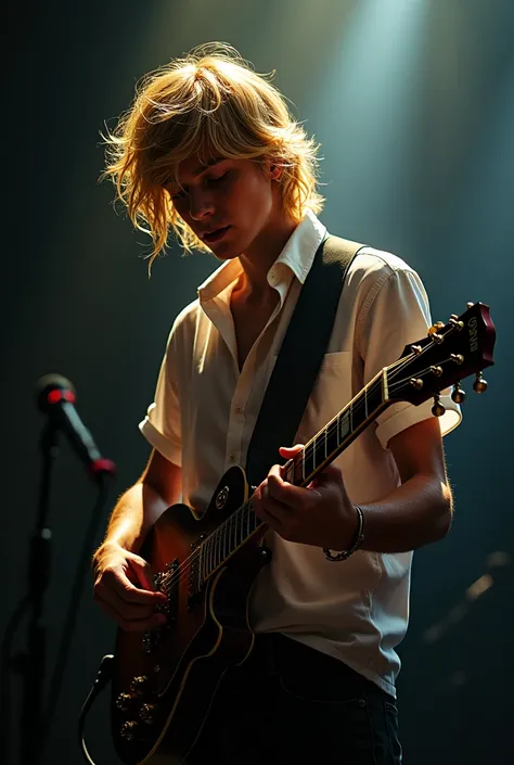 Young blond male guitarist