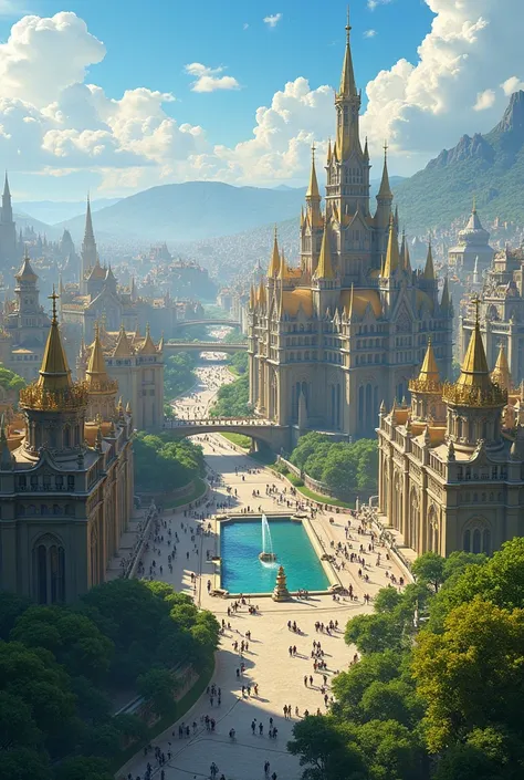 large fantasy city that is clean and sunny