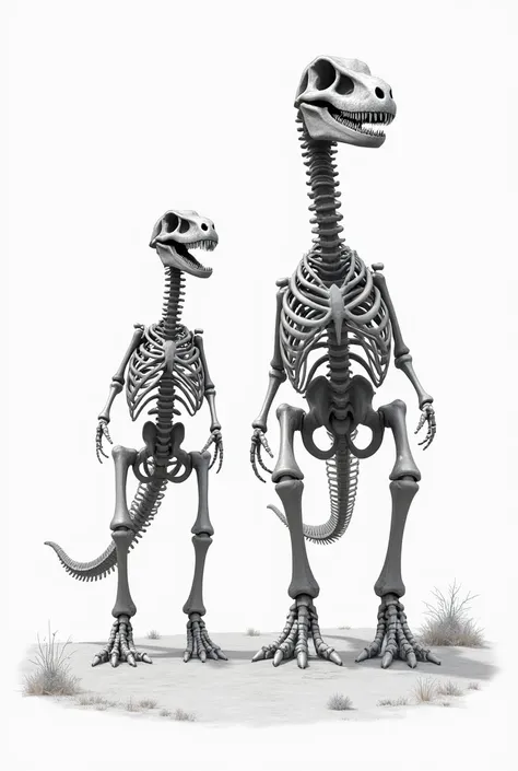 Image of the t . rex and the tarbosaurus side by side in order to differentiate them by their sizes, I need the version image of skeletons  