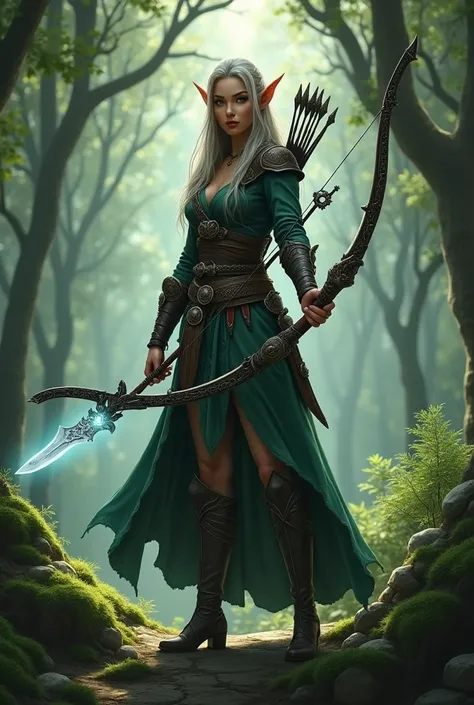 Half Elf Hunter Woman/ mugshooter
Weapon :ancient forest bow .
 Silver Moon Dagger