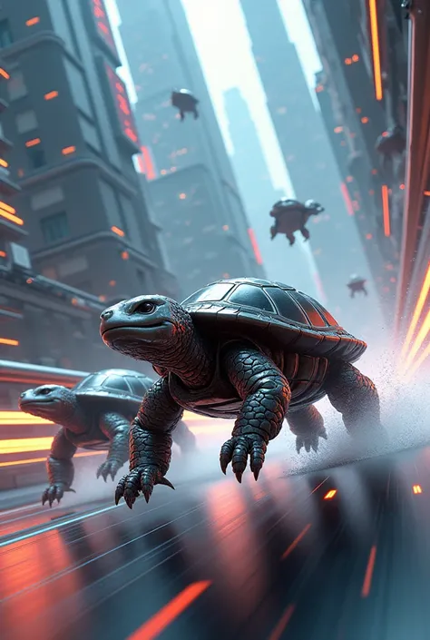 Turtles sprinter run futuristic
