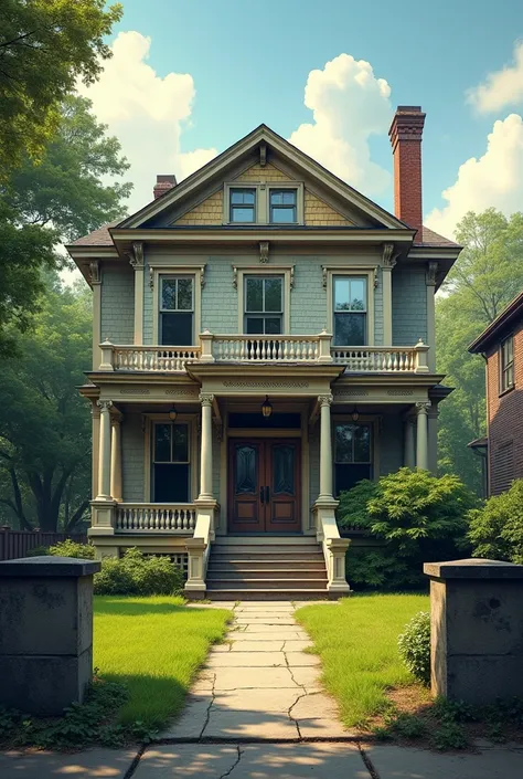 A beautiful, classy and big house in front of an ugly, poor and small house.