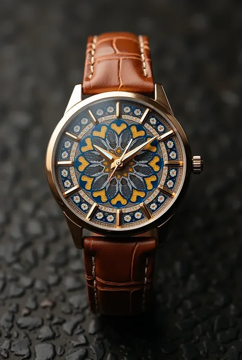 Create me a muslim watch with patterns mosque tile patterns luxury watch