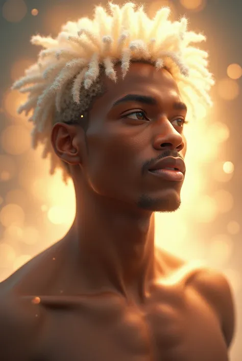 God light-skinned African American male human form handsome light skinned with light white and black curly hair 