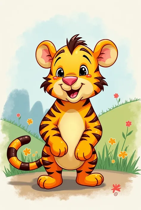 Drawing of a small tiger by Winnie Po cheerful for a photo of school ren from 4 to 