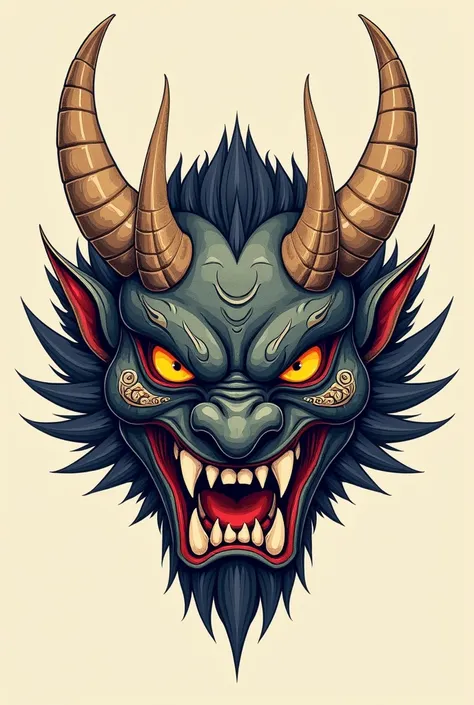 Can you create a oni mask for a cover without shadows with a better quality for drawing 