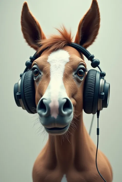 horse face with headphones