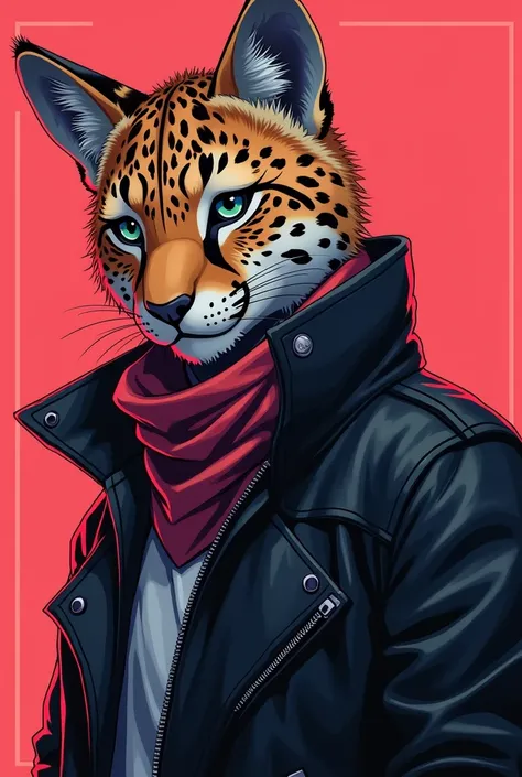 anime character with a leopard head and a leather jacket, cyberpunk art inspired by Taiyō Matsumoto, pixiv, furry art, fursona wearing stylish clothes, high detailed official artwork, furry anime, hyena fursona, furry digital art, cyberpunk cat, trigger an...