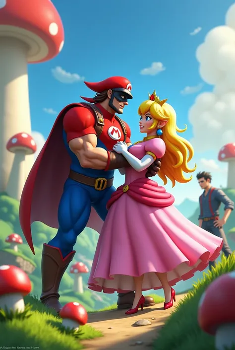 Draw NFan taking Princess Peach with a guy named Maxwel