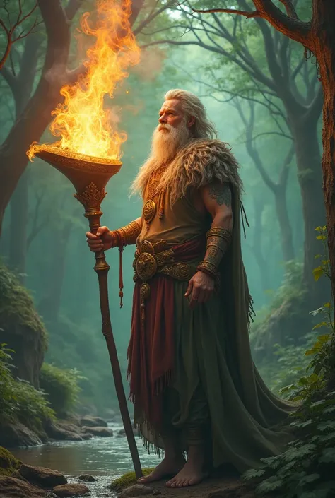 A Druid with a Fire Horn 