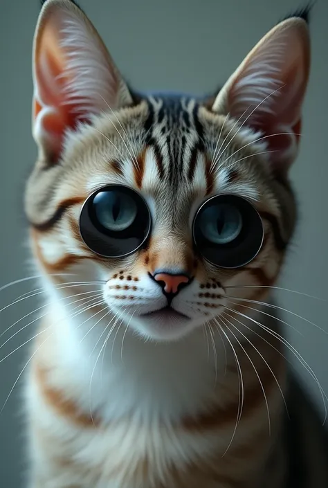 Cat with black and white lenses