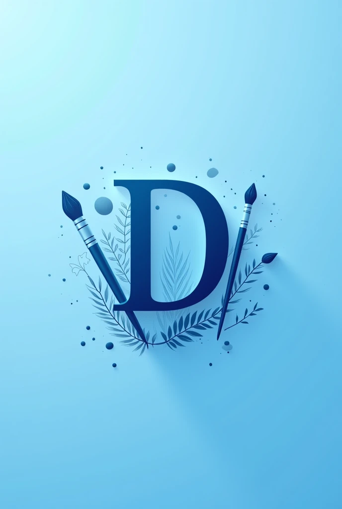 Create an image for a logo on the drawing , with the letter D and shades of blue with elements related to art such as pencils and others.