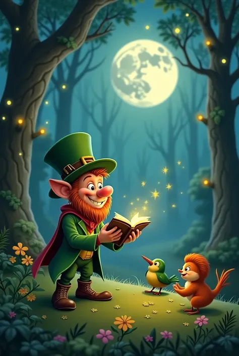 Create a leprechaun one night singing songs to little birds and fireflies 