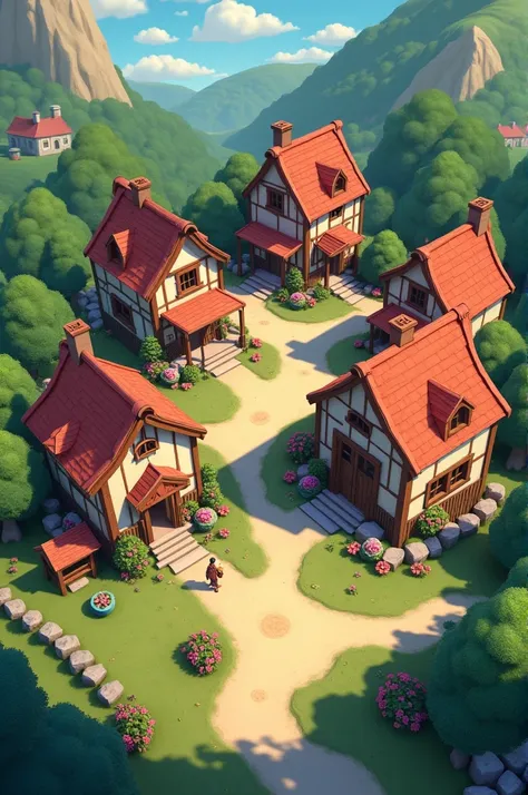 Génére moi un plan architectural très détaillé professionnel pour la construction dun beau village dans le jeux sapien