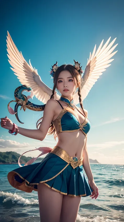 ③ "Ultimate Magical Girl-Inspired Xuanwu Character with a Shell and Serpent Tail in a Majestic Sky and Ocean Setting"

"A high-quality depiction of an ultimate magical girl inspired by the mythological Xuanwu, embodying a playful and enchanting spirit. The...