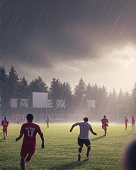 Soccer fields near Trave with a lot of rain 