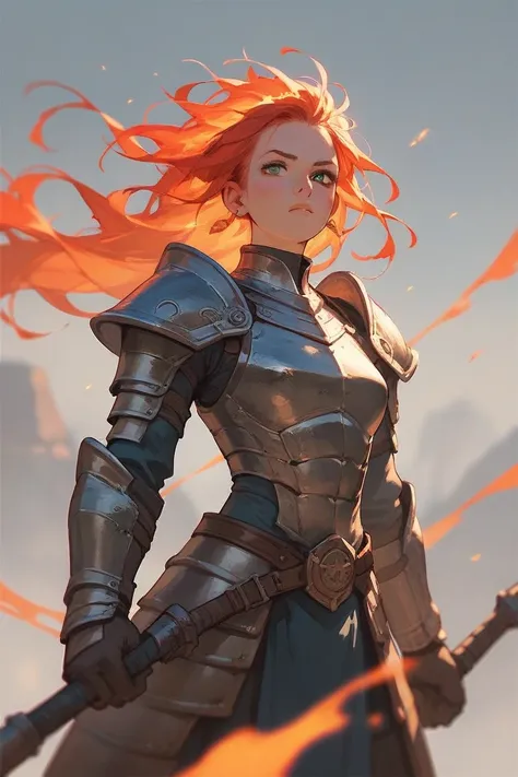 Girl with armor and fire hair 