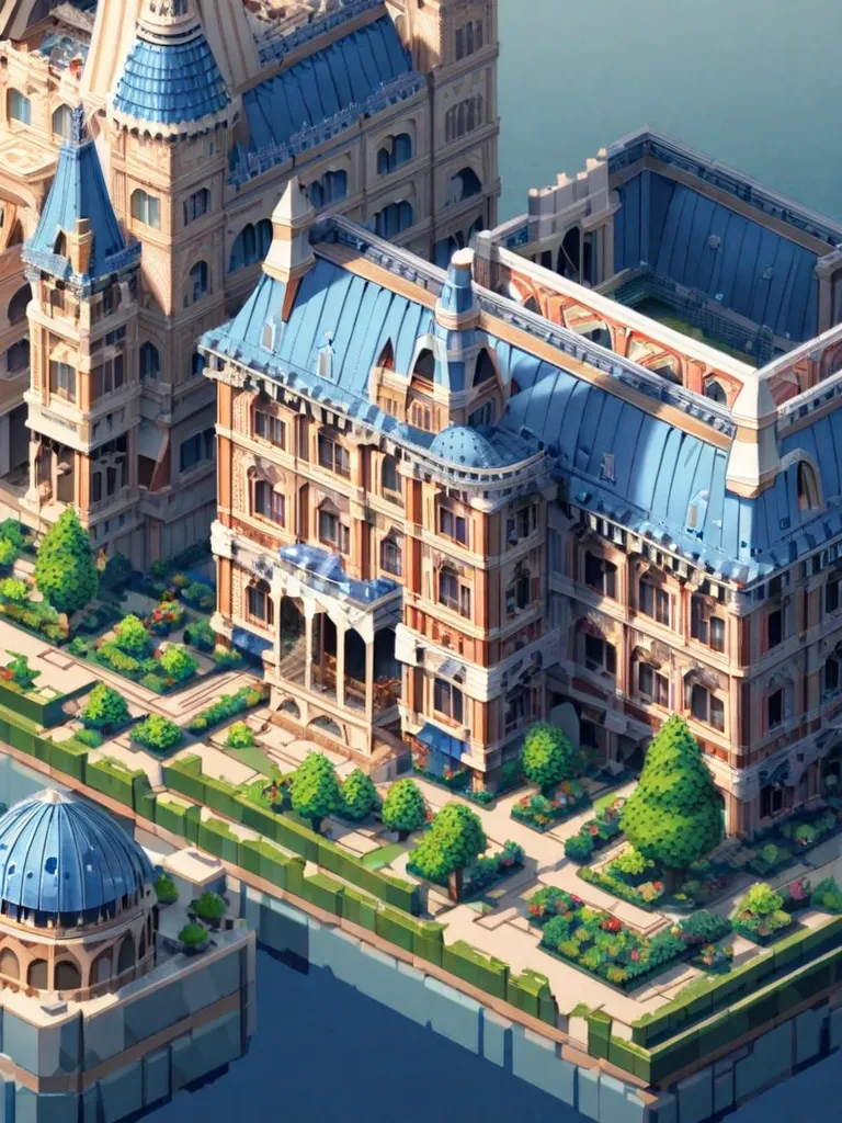 a close up of a building, beautiful detailed pixel art, detailed pixel art, detailed pixel artwork, isometric pixelart, isometri...