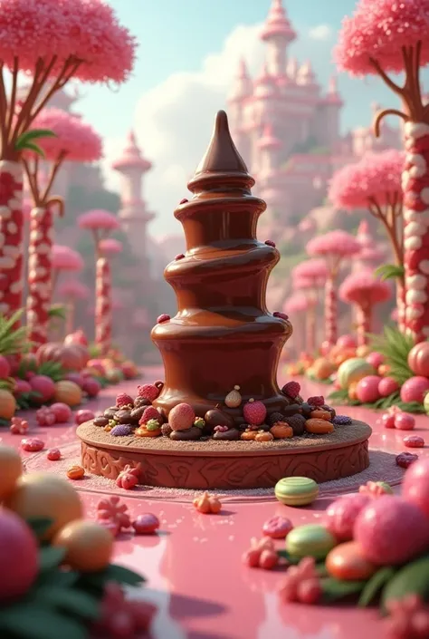 World of candies and chocolate fountain 