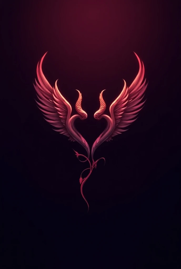 Make a business logo with the name ( Dulce Enigma ) with a romantic theme in purple and red , and using angel wings and horns and demon tail as a reference 