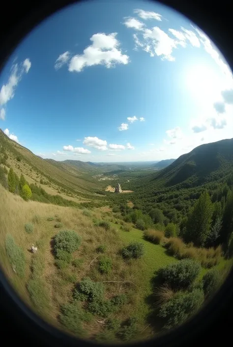 The same landscape taken before ,  but with the fish eye lens 