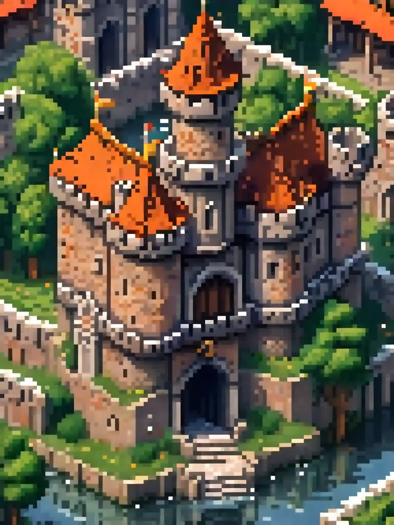 a close up of a building castle, beautiful detailed pixel art, detailed pixel art, detailed pixel artwork, isometric pixelart, i...