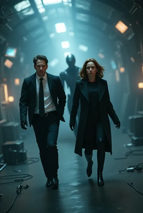  As they try to escape technological persecution , , Mulder and Scully find themselves trapped in a world where technology seems to have turned bad against them..