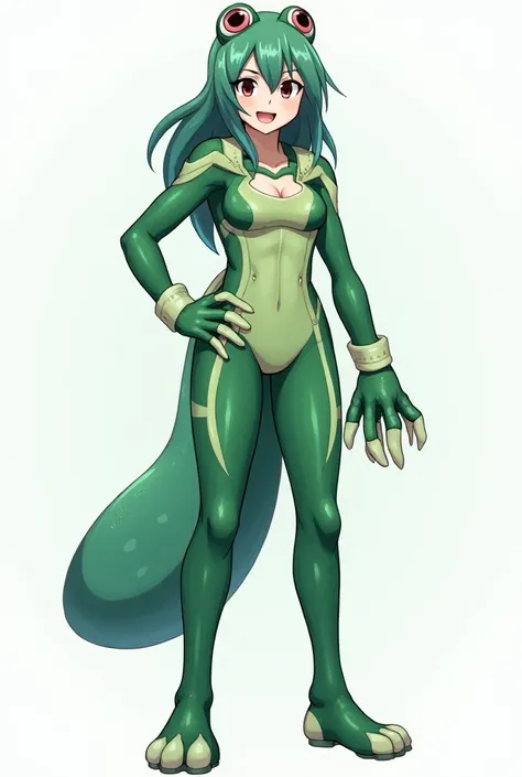 Could you make me some hero costume designs for Tsuyu Asui from My Hero Academy