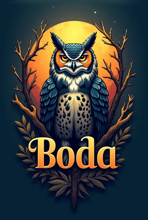 make a flag with an image of an owl bearing the name BODA 