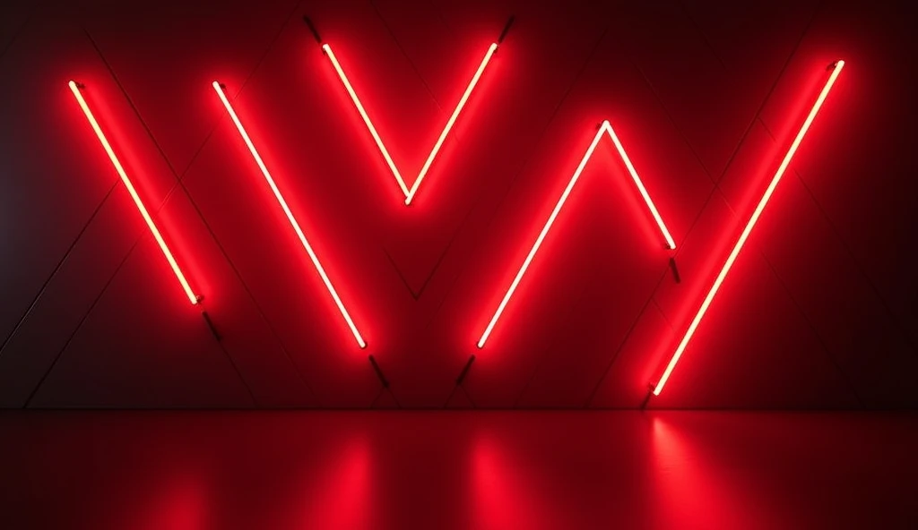 Night club wall with red neon triangle