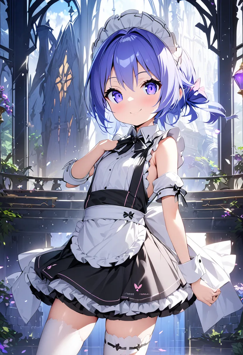 masterpiece, best quality, score_9, score_8_up, girl, petite, smile, fantasy, maid,