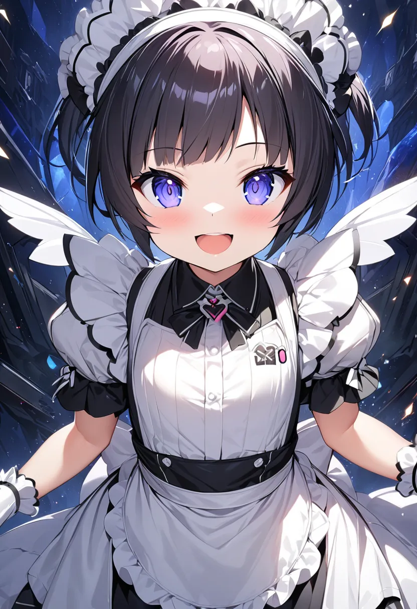 masterpiece, best quality, score_9, score_8_up, girl, petite, smile, open mouth, fantasy, maid,