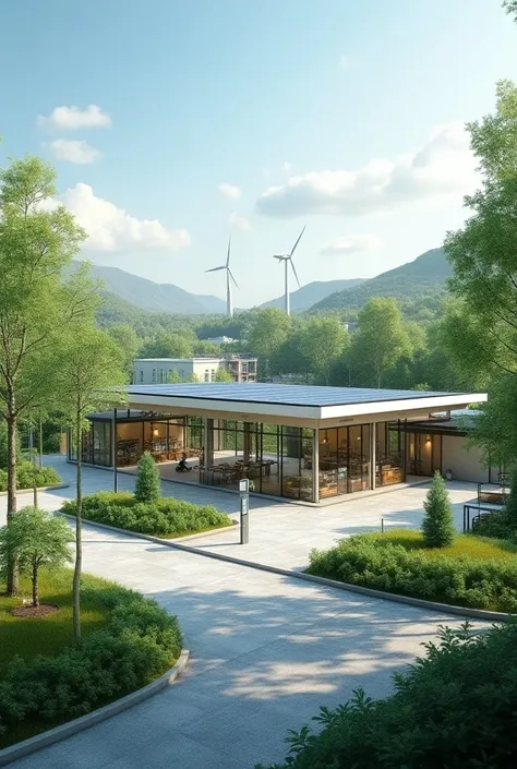 Design of a service station with renewable energy and green areas